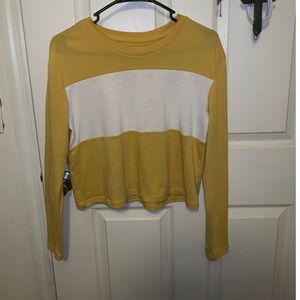 yellow/white long sleeve crop top
